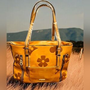 Montana West Leather Mustard Yellow Concealed Carry Large Floral Tote Bag (NWT)